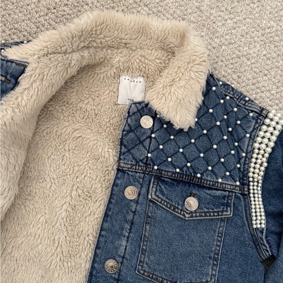 SANDRO DENIM SHERPA JACKET - Picture 4 of 6